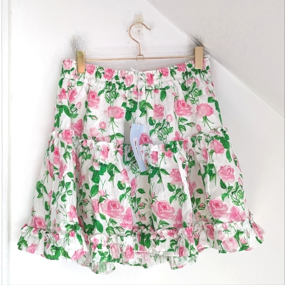 Hill House Floral Mini Skirt - Pink and Green